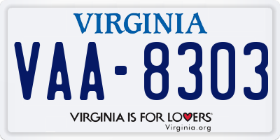 VA license plate VAA8303