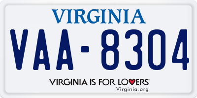 VA license plate VAA8304