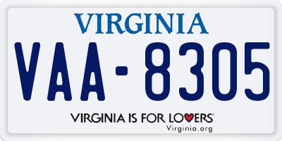 VA license plate VAA8305