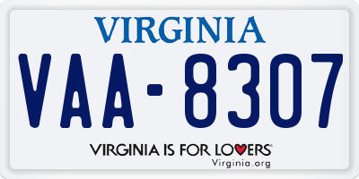 VA license plate VAA8307