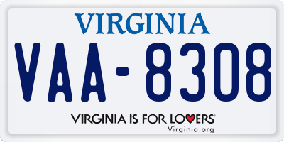 VA license plate VAA8308