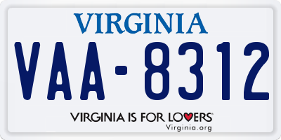 VA license plate VAA8312