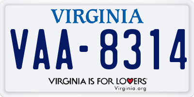 VA license plate VAA8314