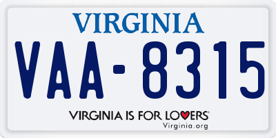 VA license plate VAA8315