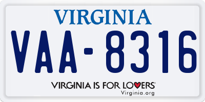 VA license plate VAA8316