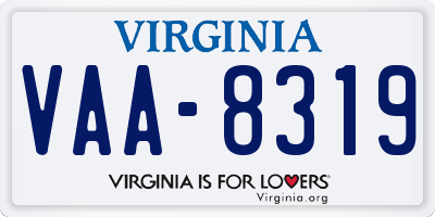 VA license plate VAA8319