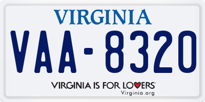 VA license plate VAA8320