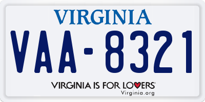 VA license plate VAA8321