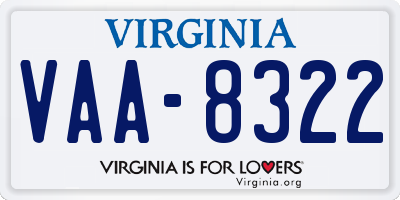 VA license plate VAA8322