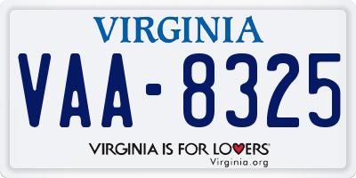 VA license plate VAA8325