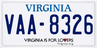 VA license plate VAA8326