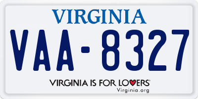 VA license plate VAA8327