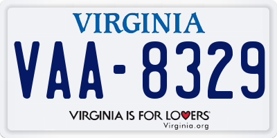 VA license plate VAA8329