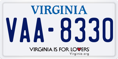 VA license plate VAA8330