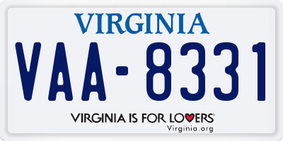 VA license plate VAA8331