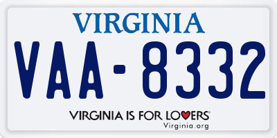 VA license plate VAA8332