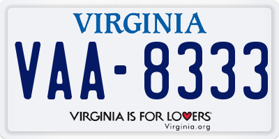 VA license plate VAA8333