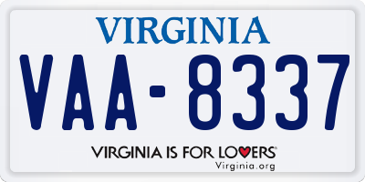 VA license plate VAA8337