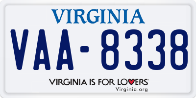 VA license plate VAA8338