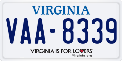 VA license plate VAA8339