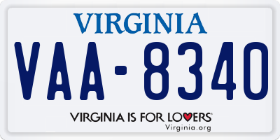 VA license plate VAA8340