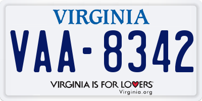 VA license plate VAA8342