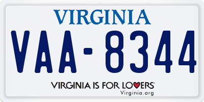 VA license plate VAA8344