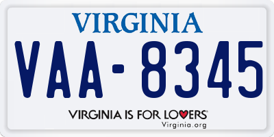 VA license plate VAA8345