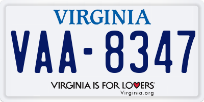 VA license plate VAA8347