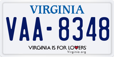 VA license plate VAA8348