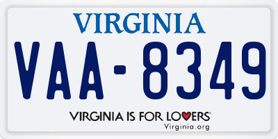 VA license plate VAA8349