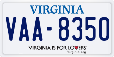 VA license plate VAA8350