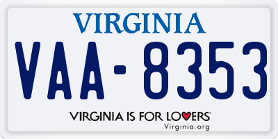 VA license plate VAA8353