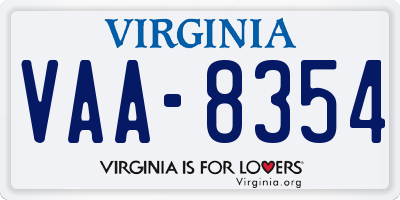 VA license plate VAA8354