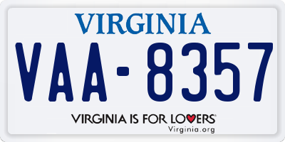 VA license plate VAA8357