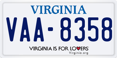 VA license plate VAA8358