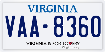 VA license plate VAA8360