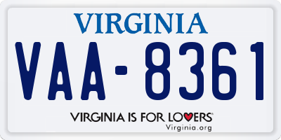 VA license plate VAA8361