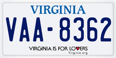 VA license plate VAA8362