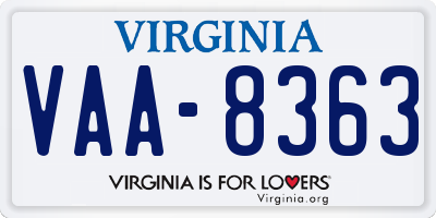 VA license plate VAA8363