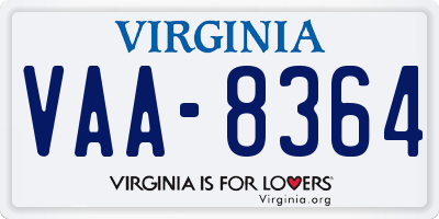 VA license plate VAA8364