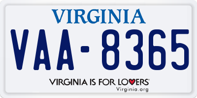 VA license plate VAA8365