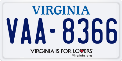 VA license plate VAA8366