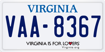 VA license plate VAA8367