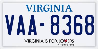 VA license plate VAA8368