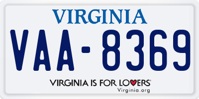 VA license plate VAA8369