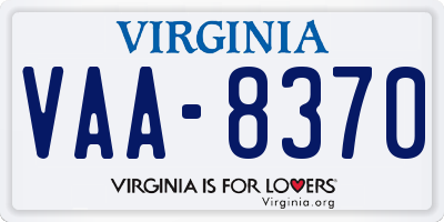 VA license plate VAA8370