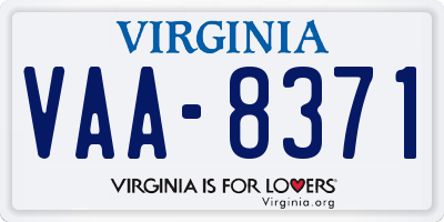 VA license plate VAA8371