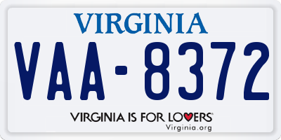 VA license plate VAA8372