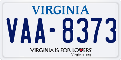 VA license plate VAA8373